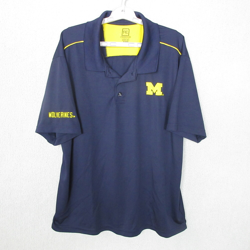 PROEDGE Polo Shirt Mens 2XL Navy Blue Wolverines Embroidered Logo Athletic